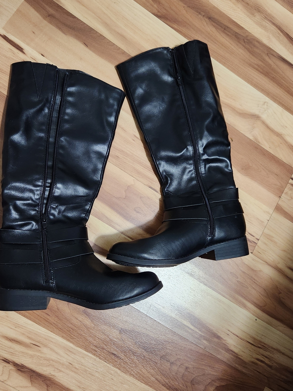 Style & Co. Black Knee-High Buckle Riding Boot